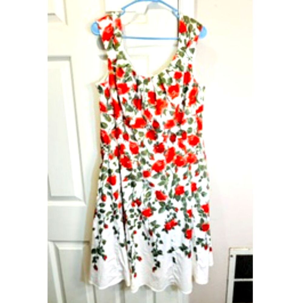 New Directions Fit & Flare Midi Rose Floral Dress size 18